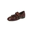 Zapatos Mary Jane deportivos de ballet cómodos y elegantes con costuras de piel de oveja y charol, otoño 2026, tacón bajo, punta cuadrada, piel genuina, casual, para mujer