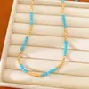 Collar de cuentas con piedras chapado en oro real de 18k, cadena para la clavícula de lujo ligero de nicho de alta gama, collar para mujer estilo vintage francés