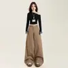 Pantalones casuales Melard para mujer, primavera y otoño, sueltos, de pierna recta, fluidos, modernos, de longitud completa, de pierna ancha, pantalones largos color caqui