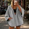 2026 Otoño e Invierno Nuevo Sólido Nueve Cuartos Manga Cómoda Casual con Capucha y Cremallera Chaqueta Cruzada Europea y Americana Amazon para Mujer