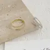 Anel Fashion de Camada Dupla com Zircônia, Design Moderno, Toque Único e Sofisticado, Anel Aberto Exquisito e que Não Desbota