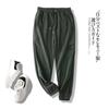 Etiqueta de corte de comércio exterior japonesa, lã polar espessada, calças esportivas quentes, costura masculina, moda para casa, calças casuais