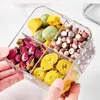 Pote de Armazenamento Selado, Recipiente Quadrado para Chá com Quatro Compartimentos, Pote de Armazenamento para Embalagens de Chá de Flor para Preservação da Saúde, Pote de Armazenamento de Plástico para Grãos e Alimentos