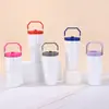 Taza de hielo minimalista transfronteriza de sublimación de 20 oz, taza portátil para coche para exteriores con pajita antibacteriana y asa, taza aislada