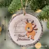 1 pieza, letrero de madera, ciervo de madera estilo granja, decoración de regalo para la primera Navidad de un niño, decoración de Navidad