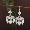 Pendientes Miao Étnicos de Borla Larga Estilo Nuevo, Pendientes Exagerados de Declaración de Moda Estilo Étnico de Plata Miao de Lujo Ligero