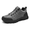 Novos sapatos de caminhada de tamanho grande sapatos esportivos masculinos de sola grossa ao ar livre de couro sapatos de caminhada de cano baixo botas cross-country sapatos casuais