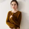 Novo Cardigã de Cashmere Liso Versátil com Gola Redonda Estilo Coreano Jaqueta Simples Solta Camisa Base