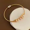 Pulsera Tejida de Perlas de Agua Dulce de Nuevo Estilo en Cobre, No se Desvanece, para Mujer, Pulsera de Perlas Naturales con Diseño de Nicho, Apertura Ajustable