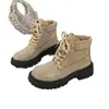 Nuevas Botas de Tobillo con Cordones para Mujer Otoño/Invierno 2026 Estilo Europeo Moda Británica Plataforma Suela Gruesa Punta Redonda con Pedrería para Mujer