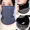 Cachecol de Tricô Xadrez Houndstooth Novo Espesso para Outono e Inverno Versátil Protetor de Pescoço à Prova de Frio Quente Gola de Pescoço para Homens e Mulheres com Lã