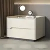 Mesita de noche de madera maciza de lujo ligero, mesita de noche moderna simple de gama alta para dormitorio, mueble de almacenamiento para el hogar con almacenamiento integrado de losa de roca