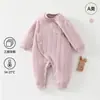 Mameluco Acolchado de Algodón para Bebés de Primavera y Otoño, Pelele de Algodón Puro Protector de Barriga, Traje Delgado de Algodón de Apertura Lateral para Primer Mes Gateo, Ropa de Casa