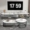 Juego de mesa de centro y mueble de TV de lujo ligero con panel de roca brillante, adecuado para espacios pequeños, extensible, diseño simple con cajones, para uso doméstico en la sala de estar