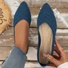 Zapatos de punto de punta fina de corte bajo para mujer, zapatos nuevos transpirables de otoño, zapatos planos para conducir de punto, talla grande, Amazon