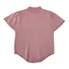 Moda Versátil Gola Meia-Alta Irregular Slim-Fit Suéter Curto de Tricô Manga Curta Camisa Base Camiseta Top