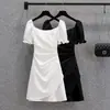 Vestido de Verano 2026 con Mangas Abullonadas para Mujer, Vestido de Estilo Francés para Banquetes, Elegante Falda Corta Irregular de Socialité