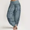 Pantalones Casuales Versátiles de Moda Estilo Nuevo 3D Estampado Digital Europeo y Americano Transfronterizo Pantalones Tailandeses para Mujer de Algodón Puro Estampado Directo Pantalones Largos de Primavera y Verano