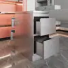Mostrador de Herramientas para Barbería, Gabinete de Acero Inoxidable de Doble Cara para Salón de Peluquería, Almacenamiento con Cajones y Estante para Secadoras