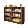 Estante de livros de madeira maciça, prateleira de armazenamento de piso, estante de grade baixa para jardim de infância infantil, estante de livros para casa de estudante, armário de armazenamento, design integrado montado na parede