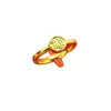 Anillo de Oro Arena Emulación 24K de Alta Imitación Moda para Mujer Combinable Trébol de Cuatro Hojas Anillo Abierto Productos de Bienestar en Vivo