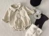 Versión Coreana Ins Unisex Bebé Primavera y Otoño Conjunto de Tres Piezas Mono de Pana Nuevo Mono con Cuello Vuelta para Niños