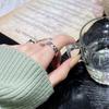 Suchuang Anillo de Plata Esterlina S925 Plisado Papel de Aluminio para Mujer Diseño Nicho de Alta Gama Asimétrico Versátil Abierto para Dedo Índice