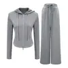 Traje Deportivo para Mujer 2026 Estilo Nuevo Chaqueta con Capucha y Cremallera de Manga Larga Pantalones de Fitness Conjunto de Dos Piezas Luluxaime