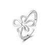 Anel de Linha Flor de Ameixa S999 Design de Nicho Anel Flor Oca Prata Esterlina Versátil Aberto Anel de Moda