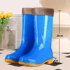 Botas de lluvia de goma negras de caña alta con forro de felpa, cubrezapatos impermeables, protectores de zapatos de goma, botas de agua, botas cortas de cocina para mujer, cálidas
