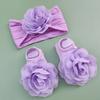 Set de Diadema para Bebé y Calcetines Antideslizantes Diadema Protectora de Fontanela 0-1 Año Adorable Flor Grande de Chifón Accesorios para el Cabello de Bebé