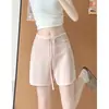 Shorts esportivo feminino branco, novo modelo verão 2026, para baixinhas, simples, solto, modelador, leve, calça casual versátil