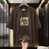 Camiseta de Manga Corta Pesada Estilo Americano de Algodón Puro para Hombre, 260g, Camiseta Básica Holgada de Cuello Redondo con Diseño Estampado, Top de Algodón 100% de Media Manga