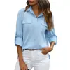 Camisa holgada con botones para mujer, de Amazon, primavera y verano, nueva, transfronteriza, europea y americana, de color liso, informal, 2024