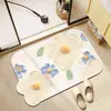 Tapete de Chão de Terra de Diatomáceas Floral Fresco e Simples para Decoração de Entrada de Casa, Capacho, Tapete de Chão Absorvente de Água para Banheiro
