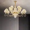 Lustre para sala de estar, lâmpada de cristal galvanizado em ferro forjado, estilo europeu moderno simples de alta qualidade, adequado para hotel, restaurante, saguão e iluminação principal de quarto