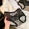Bragas Sexy de Encaje con Estampado de Leopardo para Mujer, Malla de Seda de Hielo Secado Rápido 10A Antibacterianas de Modal, Triángulo con Entrepierna Extendida, Braguitas para Dama