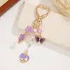 Llavero de Corazón para Mujer Más Vendido Transfronterizo Corazón de Cereza con Perla Colgante de Moda Accesorio para Llavero de Bolso