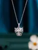 Nuevo colgante personalizado de cabeza de leopardo hip-hop europeo y americano para mujer, cadena de clavícula de moda, collar exagerado de cabeza de animal con diamantes completos