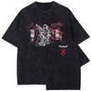 Playera Negra Vintage Lavada Harajuku Estampado Anime 20