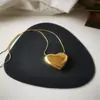 Collar de Acero de Titanio con Corazón Grande de Doble Cara Que No Se Desvanece Fácilmente, Cadena para Clavícula de Celebridad de Internet, Cadena para Clavícula con Forma de Corazón de Lujo Accesible de Moda, Nuevo Estilo