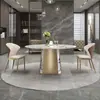 Mesa de Jantar Leve em Placa de Rocha para Casa Apartamento Pequeno Famosa na Internet Mesa de Jantar Redonda de Luxo Leve Mesa de Jantar Redonda Simples Moderna em Placa de Rocha