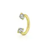 Joyería para Piercing Corporal de Aleación de Titanio G23 Barra de Herradura Barra C Anillo Nasal Clavo de Ceja Anillo para Hélice Auricular Doble Extremo Diente Interno Incrustado con Zirconia