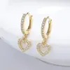 Aretes Corazón Hueco Aretes de Plata 925 para Mujer Joyería Transfronteriza Diseño de Nicho Zirconita Brillante Pinzas para Orejas Regalo de Cumpleaños