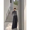 Conjunto Informal de Estilo Coreano para Ir al Trabajo Otoño 2026: Pantalones de pierna ancha, color liso, a la moda, sencillos y elegantes, para transmisión en vivo y distribución