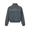 Chaqueta Holgada Minimalista con Estampado de Letras y Solapas para Hombre, Estilo High Street, Chaqueta Versátil Casual con Doble Cremallera para Primavera y Otoño