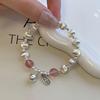 Pulsera Geométrica de Cuentas Redondas de Fresa para Mujer Retro Industria Pesada Moda Nacional Colgante de Hombre Pulsera Plateada en Plata S925 Pulsera Estilo Ins