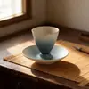 Taza de té pequeña de cerámica de color degradado creativo Juego de dos piezas Taza de té para el hogar Taza de maestro Taza de té giratoria Posavasos para taza de té Taza de agua