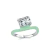 Anillo de Plata de Ley 925 Nuevo Lujo Cuadrado Diamante Pequeño Verde Fresco Pegamento Anillo para Mujer Tendencia Elegante Nicho Anillo Dedo Índice