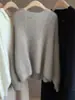 Suéter Corto de Cachemira para Mujer, Otoño/Invierno 2026, Versátil, Cuello Redondo, Corte Holgado, Estilo Europeo, Suéter Suave de Base de Lana